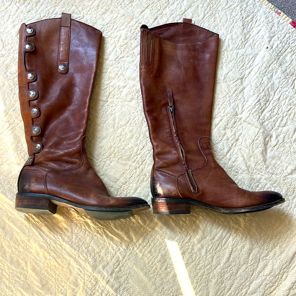 Sam Edelman Brown Leather Knee-High Heeled Boots